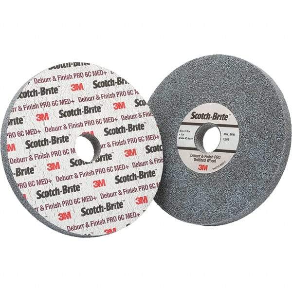 3M - 6" Medium Grade Ceramic Deburring Disc - 1" Center Hole, Holder Required - Americas Industrial Supply