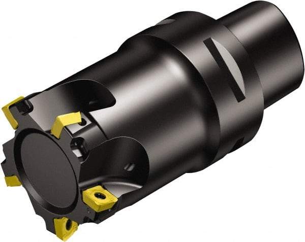 Sandvik Coromant - 4 Inserts, 1-1/4" Cut Diam, 2.4803" Arbor Diam, 0.2165" Max Depth of Cut, Indexable Square-Shoulder Face Mill - 90° Lead Angle, 3" High, 490R-08T308 Insert Compatibility, Through Coolant, Series CoroMill 490 - Americas Industrial Supply