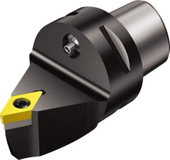 Sandvik Coromant - Neutral Cut, Size C4, DCMT 3(2.5)2 Insert Compatiblity, Modular Turning & Profiling Cutting Unit Head - 0.5mm Ctr to Cutting Edge, 50mm Head Length, Through Coolant, Series CoroTurn 107 - Americas Industrial Supply