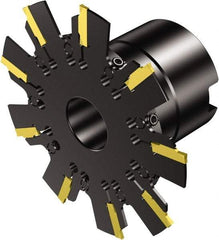 Sandvik Coromant - Shell Mount Connection, 0.1969" Cutting Width, 0.5906" Depth of Cut, 100mm Cutter Diam, 0.8661" Hole Diam, 6 Tooth Indexable Slotting Cutter - 329-Q Toolholder, N123J1-... Insert, Right Hand Cutting Direction - Americas Industrial Supply