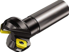 Sandvik Coromant - 63mm Cut Diam, 32mm Arbor Hole, 6mm Max Depth of Cut, 45° Indexable Chamfer & Angle Face Mill - 4 Inserts, R245-12T3.. Insert, Right Hand Cut, Series CoroMill 245 - Americas Industrial Supply