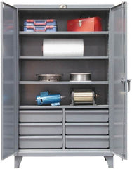 Strong Hold - 4 Shelf 6 Bin Locking Storage Cabinet - Steel, 60" Wide x 24" Deep x 78" High, Dark Gray - Americas Industrial Supply