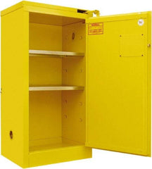 Securall Cabinets - 2 Door, 2 Shelf, Yellow Steel Standard Safety Cabinet for Flammable and Combustible Liquids - 46" High x 24" Wide x 18" Deep, Self Closing Door, 3 Point Key Lock, 20 Gal Capacity - Americas Industrial Supply