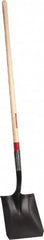 Razor-Back - 12" High x 9-1/2" Wide Square Steel Shovel - 48" Long Wood Straight Handle, Rolled - Americas Industrial Supply