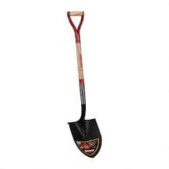 Razor-Back - 12" High x 8-3/4" Wide Round Steel Shovel - 30" Long Steel & Wood D-Grip Handle, Rolled - Americas Industrial Supply