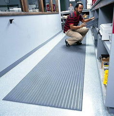 Wearwell - 5' Long x 3' Wide, Dry Environment, Anti-Fatigue Matting - Gray, Vinyl with Vinyl Sponge Base, Rounded on 4 Sides - Americas Industrial Supply