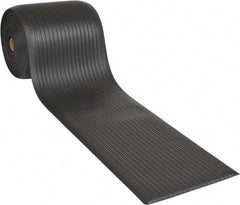 Wearwell - 60' Long x 2' Wide, Dry Environment, Anti-Fatigue Matting - Black, Vinyl with Vinyl Sponge Base, Rounded on 4 Sides - Americas Industrial Supply