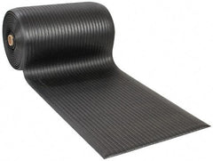 Wearwell - 60' Long x 3' Wide, Dry Environment, Anti-Fatigue Matting - Black, Vinyl with Vinyl Sponge Base, Rounded on 4 Sides - Americas Industrial Supply