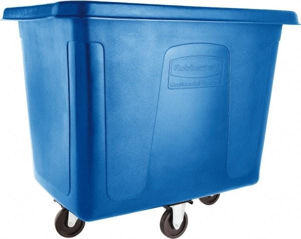 Rubbermaid - 500 Lb Load Capacity, 16 Cu Ft, 12.9 Bushels, Polyethylene Cube Truck - 31" Wide x 43-3/4" Long x 37" High, Dark Blue - Americas Industrial Supply