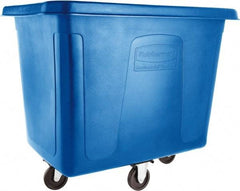 Rubbermaid - 500 Lb Load Capacity, 16 Cu Ft, 12.9 Bushels, Polyethylene Cube Truck - 31" Wide x 43-3/4" Long x 37" High, Dark Blue - Americas Industrial Supply