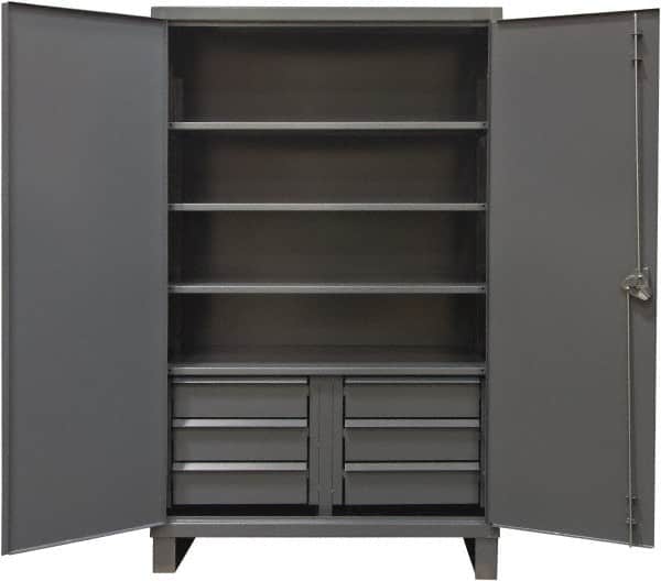 Durham - 4 Shelf Locking Storage Cabinet - Steel, 60" Wide x 24" Deep x 78" High, Gray - Americas Industrial Supply
