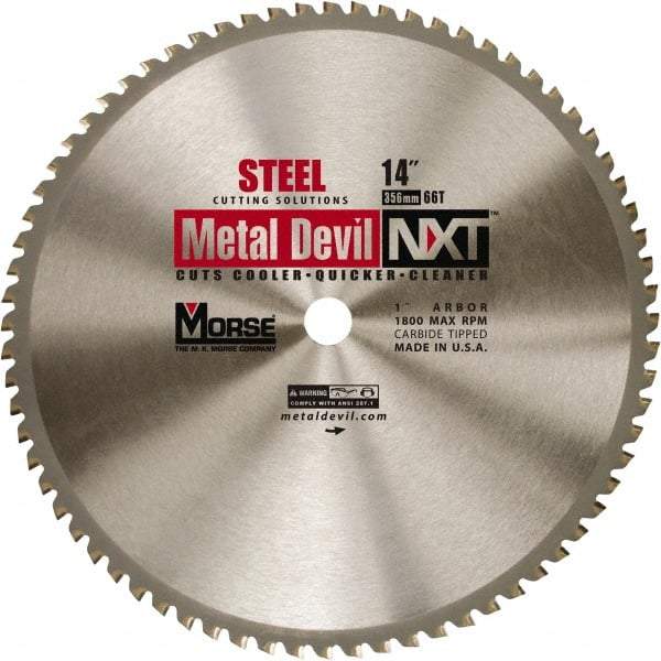 M.K. MORSE - 14" Diam, 1" Arbor Hole Diam, 66 Tooth Wet & Dry Cut Saw Blade - Steel, Standard Round Arbor - Americas Industrial Supply