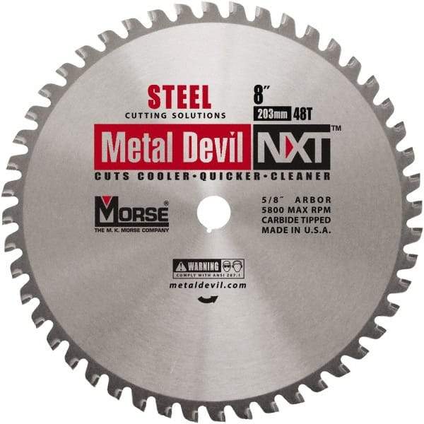 M.K. MORSE - 8" Diam, 5/8" Arbor Hole Diam, 48 Tooth Wet & Dry Cut Saw Blade - Steel, Standard Round Arbor - Americas Industrial Supply