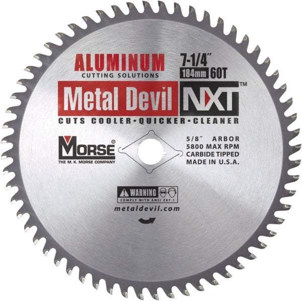 M.K. MORSE - 7-1/4" Diam, 5/8" Arbor Hole Diam, 60 Tooth Wet & Dry Cut Saw Blade - Steel, Standard Round Arbor - Americas Industrial Supply