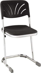 NPS - 18 Inch High, Stationary Square Seat with Steel Backrest - 16-1/4 Inch Deep x 16-3/4 Inch Wide, Plastic Seat, Black and Chrome - Americas Industrial Supply