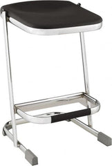 NPS - 24 Inch High, Stationary Fixed Height Stool - 16-1/4 Inch Deep x 16-3/4 Inch Wide, Plastic Seat, Black and Chrome - Americas Industrial Supply