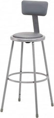 NPS - 30 Inch High, Stationary Fixed Height Stool with Adjustable Height Backrest - 16-1/2 Inch Deep x 16-1/2 Inch Wide, Vinyl Seat, Gray - Americas Industrial Supply