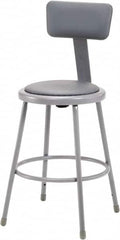 NPS - 24 Inch High, Stationary Fixed Height Stool with Adjustable Height Backrest - 15 Inch Deep x 15 Inch Wide, Vinyl Seat, Gray - Americas Industrial Supply