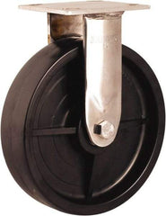 Albion - 8" Diam x 2" Wide x 10-1/8" OAH Top Plate Mount Rigid Caster - Nylon, 900 Lb Capacity, Delrin Bearing, 4 x 4-1/2" Plate - Americas Industrial Supply