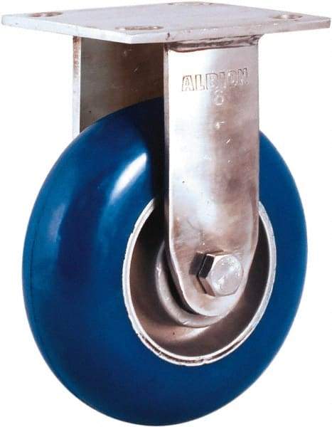 Albion - 5" Diam x 2" Wide x 6-1/2" OAH Top Plate Mount Rigid Caster - Neoprene Donut Tread over Aluminum Hub, 600 Lb Capacity, Precision Ball Bearing, 4 x 4-1/2" Plate - Americas Industrial Supply