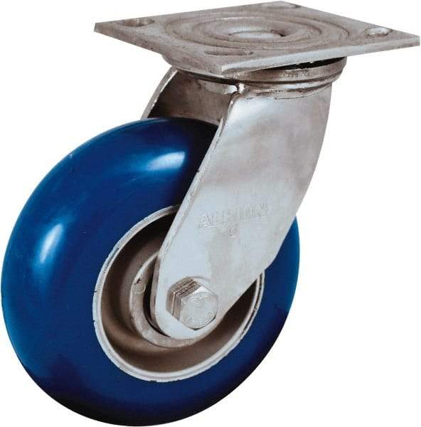 Albion - 6" Diam x 2" Wide x 7-1/2" OAH Top Plate Mount Swivel Caster - Neoprene Donut Tread over Aluminum Hub, 700 Lb Capacity, Precision Ball Bearing, 4 x 4-1/2" Plate - Americas Industrial Supply