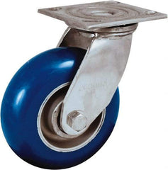 Albion - 6" Diam x 2" Wide x 7-1/2" OAH Top Plate Mount Swivel Caster - Neoprene Donut Tread over Aluminum Hub, 700 Lb Capacity, Precision Ball Bearing, 4 x 4-1/2" Plate - Americas Industrial Supply