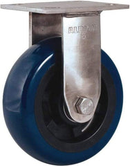 Albion - 5" Diam x 2" Wide x 6-1/2" OAH Top Plate Mount Rigid Caster - Polyurethane Mold on Polypropylene, 600 Lb Capacity, Delrin Bearing, 4 x 4-1/2" Plate - Americas Industrial Supply