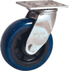 Albion - 6" Diam x 2" Wide x 7-1/2" OAH Top Plate Mount Swivel Caster - Polyurethane Mold on Polypropylene, 900 Lb Capacity, Delrin Bearing, 4 x 4-1/2" Plate - Americas Industrial Supply