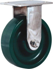 Albion - 6" Diam x 2" Wide x 7-1/2" OAH Top Plate Mount Rigid Caster - Polyurethane, 1,000 Lb Capacity, Stainless Steel Roller Bearing, 4 x 4-1/2" Plate - Americas Industrial Supply