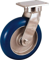 Albion - 6" Diam x 2" Wide x 10-1/8" OAH Top Plate Mount Swivel Caster - Neoprene Donut Tread over Aluminum Hub, 700 Lb Capacity, Precision Ball Bearing, 4 x 4-1/2" Plate - Americas Industrial Supply