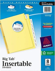 AVERY - 11 x 8-1/2" 8 Tabs, Double-Sided Gold Reinforcing Strip, Tab Divider - Clear Tabs, Buff Folder - Americas Industrial Supply