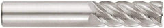 Niagara Cutter - 5/8", 4" LOC, 5/8" Shank Diam, 6" OAL, 5 Flute, Solid Carbide Square End Mill - Single End, TiAlN Finish, Spiral Flute, 45° Helix, Centercutting, Right Hand Cut, Right Hand Flute, Series S545 - Americas Industrial Supply