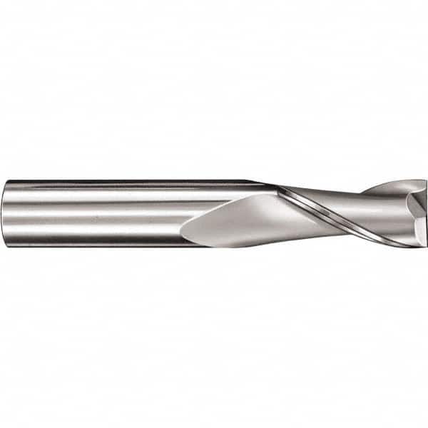 SGS - 8mm, 16mm LOC, 8mm Shank Diam, 63mm OAL, 2 Flute, Solid Carbide Square End Mill - Single End, Uncoated, Spiral Flute, 30° Helix, Centercutting, Right Hand Cut, Right Hand Flute, Series 52M - Americas Industrial Supply