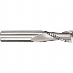 SGS - 8mm, 16mm LOC, 8mm Shank Diam, 63mm OAL, 2 Flute, Solid Carbide Square End Mill - Single End, Uncoated, Spiral Flute, 30° Helix, Centercutting, Right Hand Cut, Right Hand Flute, Series 52M - Americas Industrial Supply