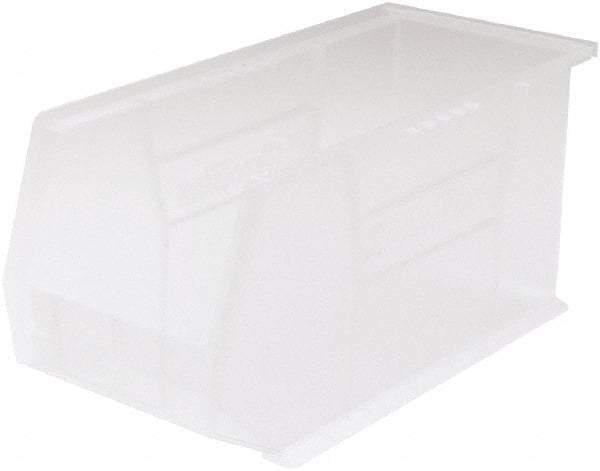 Akro-Mils - 60 Lb. Load Capacity, 18" Deep, Clear Polymer Hopper Stacking Bin - 9" High x 8-1/4" Wide x 18" Long - Americas Industrial Supply