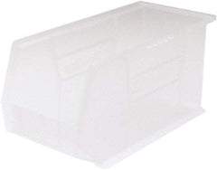 Akro-Mils - 60 Lb. Load Capacity, 18" Deep, Clear Polymer Hopper Stacking Bin - 9" High x 8-1/4" Wide x 18" Long - Americas Industrial Supply
