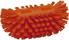 Vikan - 1-1/2" Bristle Length, Polyester Utility Scrub Brush - 5-1/2" Wide Head, 8" OAL, European Threaded Handle, Orange, Polypropylene Block - Americas Industrial Supply