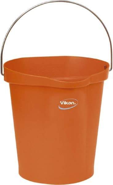 Vikan - 3 Gal, Polypropylene Round Orange Single Pail with Pour Spout - Handle Included - Americas Industrial Supply