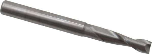 OSG - 4.5mm, 14mm LOC, 5mm Shank Diam, 51mm OAL, 2 Flute, Solid Carbide Square End Mill - Single End, Uncoated, Spiral Flute, 30° Helix, Centercutting, Right Hand Cut, Right Hand Flute, Series 402 - Americas Industrial Supply