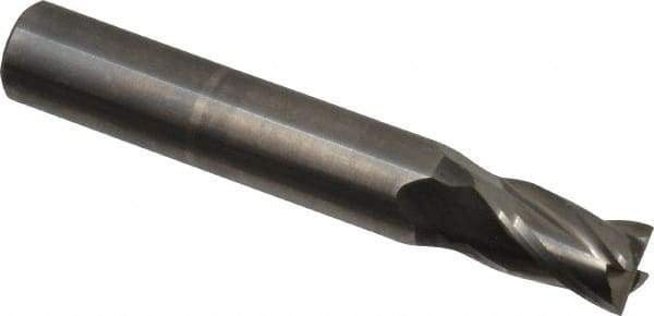 OSG - 7mm, 12mm LOC, 8mm Shank Diam, 51mm OAL, 4 Flute, Solid Carbide Square End Mill - Single End, Uncoated, Spiral Flute, 30° Helix, Centercutting, Right Hand Cut, Right Hand Flute, Series 414 - Americas Industrial Supply