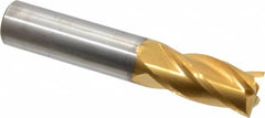 OSG - 5/8", 1-1/4" LOC, 5/8" Shank Diam, 3-1/2" OAL, 4 Flute, Solid Carbide Square End Mill - Single End, TiN Finish, Spiral Flute, 30° Helix, Centercutting, Right Hand Cut, Right Hand Flute, Series 404 - Americas Industrial Supply