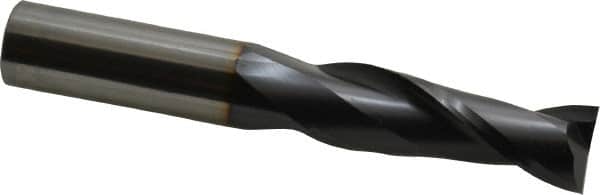 OSG - 3/4", 2-1/4" LOC, 3/4" Shank Diam, 5" OAL, 2 Flute, Solid Carbide Square End Mill - Single End, TiAlN Finish, Spiral Flute, 30° Helix, Centercutting, Right Hand Cut, Right Hand Flute, Series 462 - Americas Industrial Supply