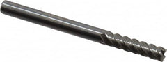 OSG - 1/8", 1/2" LOC, 1/8" Shank Diam, 1-1/2" OAL, 5 Flute, Solid Carbide Square End Mill - Single End, Uncoated, Spiral Flute, 45° Helix, Centercutting, Right Hand Cut, Right Hand Flute, Series 455C - Americas Industrial Supply