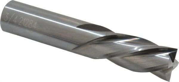 OSG - 3/4", 1-1/2" LOC, 3/4" Shank Diam, 4" OAL, 4 Flute, Solid Carbide Square End Mill - Single End, Uncoated, Spiral Flute, 30° Helix, Centercutting, Right Hand Cut, Left Hand Flute, Series 447 - Americas Industrial Supply