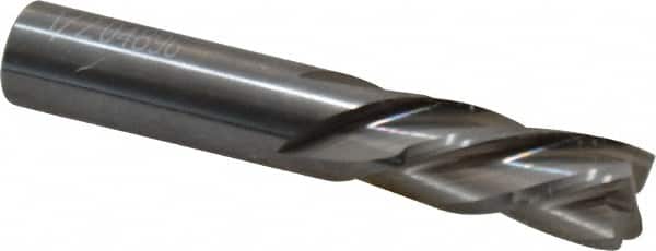 OSG - 1/2", 1" LOC, 1/2" Shank Diam, 3" OAL, 4 Flute, Solid Carbide Square End Mill - Single End, Uncoated, Spiral Flute, 30° Helix, Centercutting, Right Hand Cut, Left Hand Flute, Series 447 - Americas Industrial Supply
