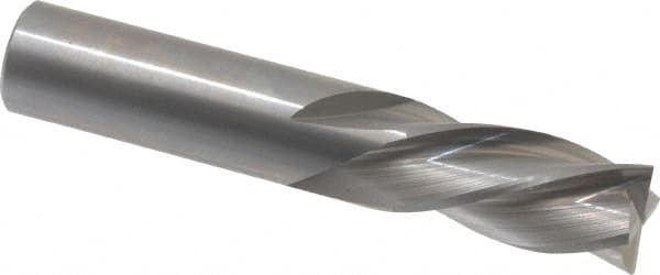 OSG - 5/8", 1-1/4" LOC, 5/8" Shank Diam, 3-1/2" OAL, 4 Flute, Solid Carbide Square End Mill - Single End, Uncoated, Spiral Flute, 30° Helix, Centercutting, Right Hand Cut, Left Hand Flute, Series 447 - Americas Industrial Supply