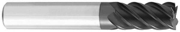 OSG - 5/16", 1-1/4" LOC, 5/16" Shank Diam, 4" OAL, 5 Flute, Solid Carbide Square End Mill - Single End, TiCN Finish, Spiral Flute, 45° Helix, Centercutting, Right Hand Cut, Right Hand Flute, Series 455C - Americas Industrial Supply