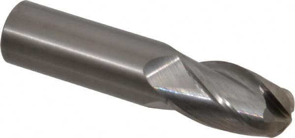 OSG - 22mm Diam, 38mm LOC, 4 Flute Solid Carbide Ball End Mill - Uncoated, Single End, 102mm OAL, 22mm Shank Diam, Spiral Flute - Americas Industrial Supply