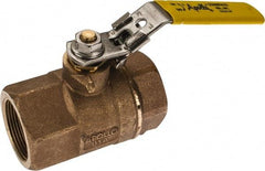 Apollo - 1-1/2" Pipe, Standard Port, Bronze Standard Ball Valve - 2 Piece, NPT Ends, Locking Lever Handle, 600 WOG, 150 WSP - Americas Industrial Supply