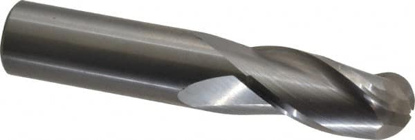 OSG - 3/4" Diam, 1-1/2" LOC, 3 Flute Solid Carbide Ball End Mill - Uncoated, Single End, 4" OAL, 3/4" Shank Diam, Spiral Flute - Americas Industrial Supply